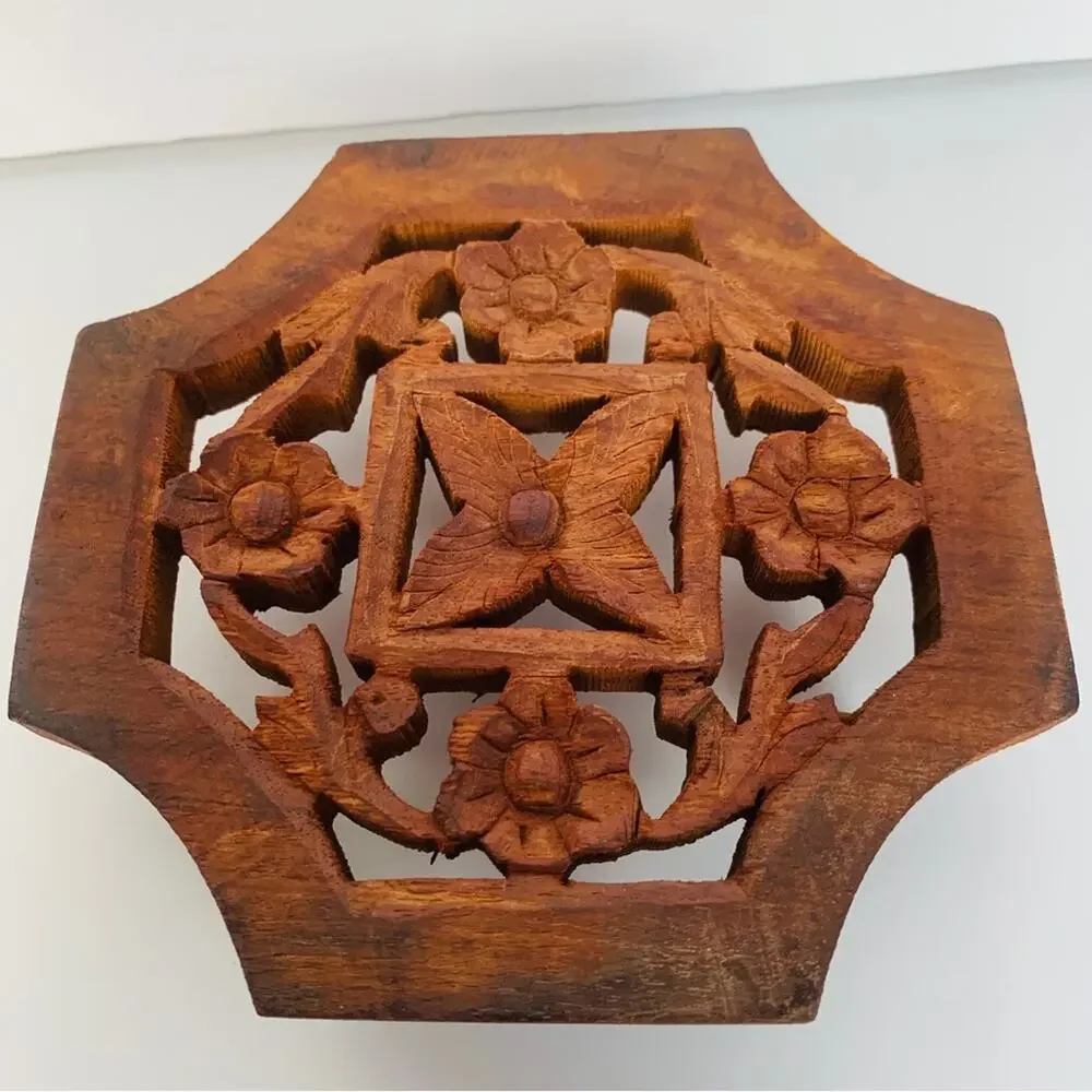 Carved Wood Footed Trivet